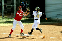 Shelby Shelton Catching The Ball At First For An Out