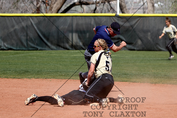 Makenzie Roberts Tagging The Runner Out At Second