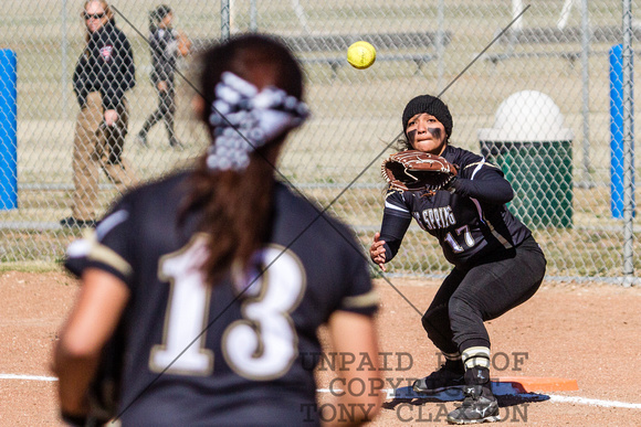 Mary Gomez Catching For An Out At First