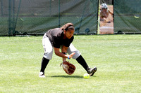 Claudette Smith Fielding A Ground Ball In Left Field
