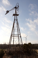 Old Windmill & New Wind Turbines South of Big Spring, TX on 2/5/2009
