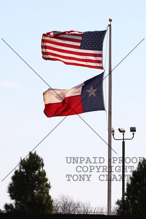 The American And Texas Flags At Jack Barber Field