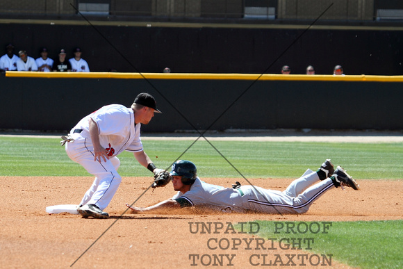 Jonah Johnston Tagging The Base Runner Out At Second