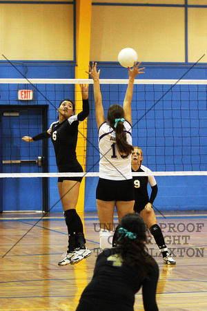 Andrea Tipping The Ball Over The Block With Baylea Watching