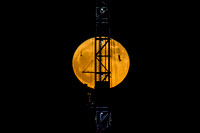Super Moon Behind Drilling Rig Close To Vealmoor
