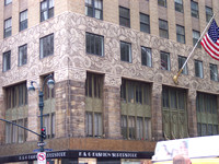 Building Decorated Like Tooled Leather