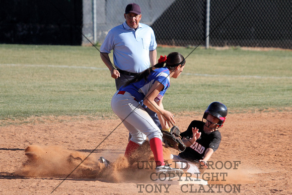 Rebecca Long Sliding Safely Into Second With A Steal
