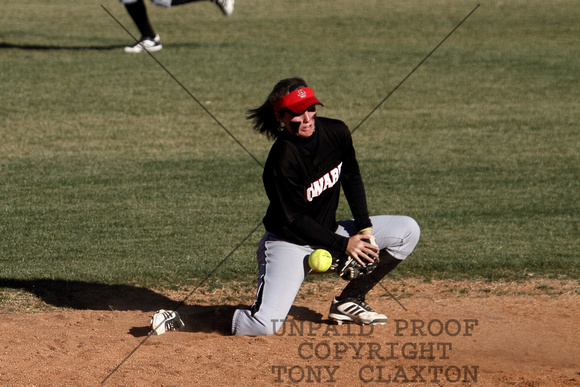 Shelby Shelton Knocking Down A Hard Hit At Second