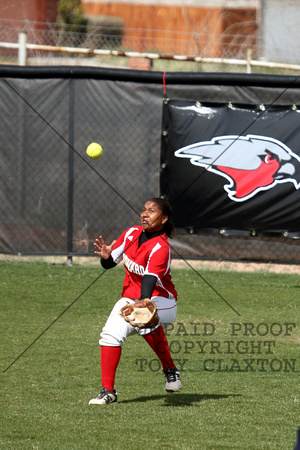 Claudette Smith Catching A Fly Ball In Center Field