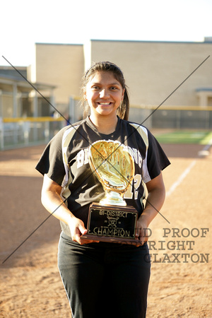 Mary Gomez Posing With The Trophy