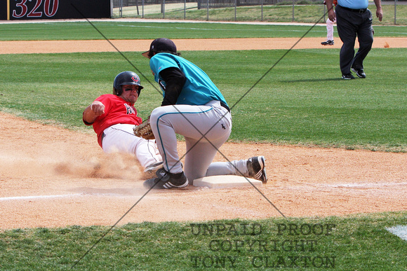 Miles Hamblin Sliding Into Third With The First Half Of A Double Steal