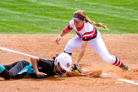 Paige Hallam Tagging Out At First