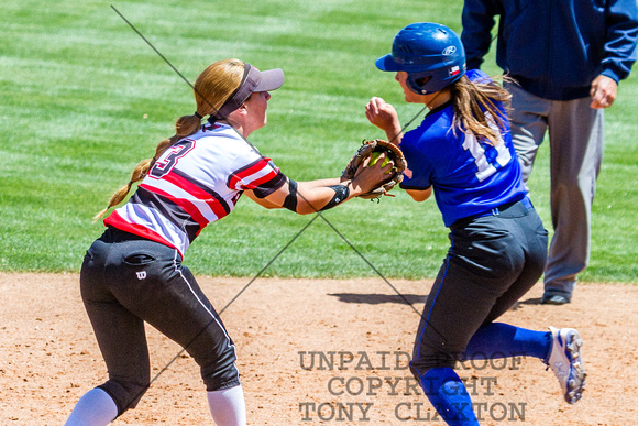 Paige Hallam Tagging Runner Out At Second