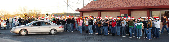 Band Practicing Before The Christmas Parade