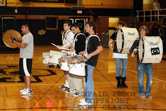 Drum Line Performing At Halftime