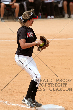 Carlyn Teichmann Tagging First Base For An Out