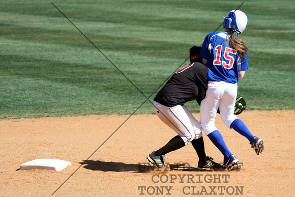 Faith Koria Tagging Out The Runner At Second