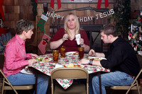 Mindy, Jamie and Chris Eating