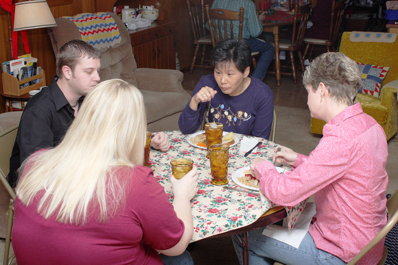 Chris, Jamie, Brenda and Mindy Eating