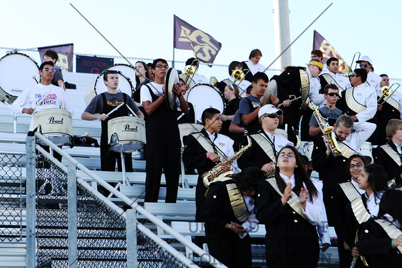 Drum Line And Saxophones In The Stands