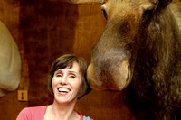 Amber Buske Posing With A Moose
