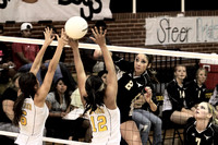 Taylor Hitting Over The Block With Cerbi Watching