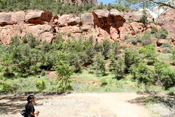 Brenda In Front Of Mountains At Zion National Park