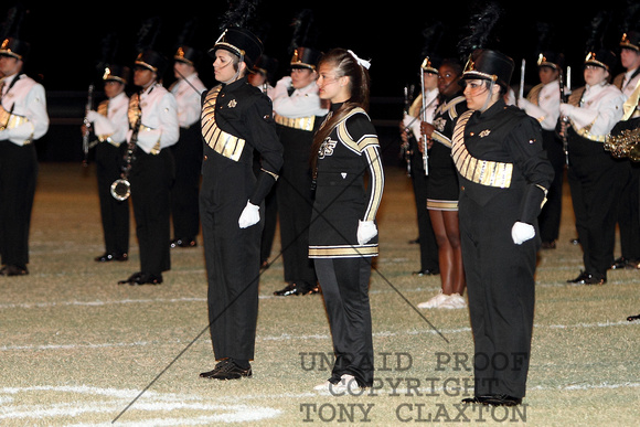 Drum Majors Catherine, Scarlet And Belinda Stand In Front Of The Band During The Halftime Show